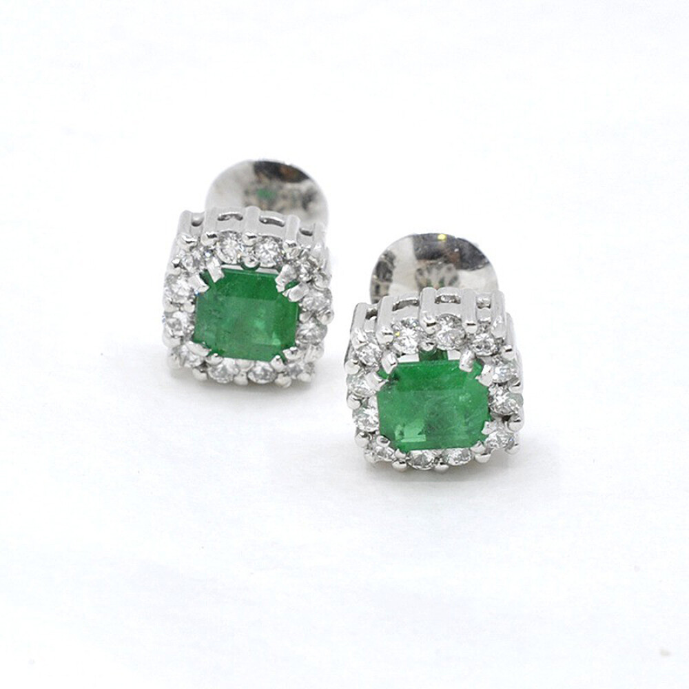 Caravanas En Oro 18K, Brillantes Y Esmeraldas Caravanas En Oro 18K, Brillantes Y Esmeraldas