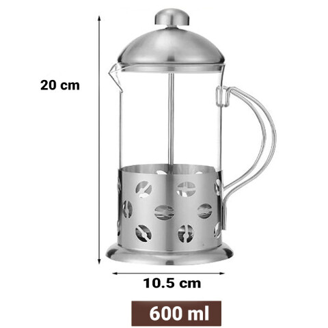 Cafetera prensa francesa de vidrio y acero inox. 600ml Cafetera Prensa Francesa De Vidrio Y Acero Inox. 600ml