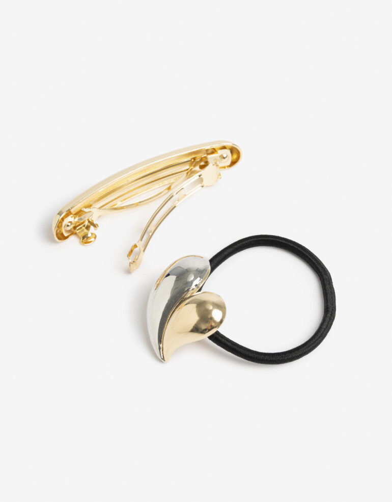 Accesorios Pelo Set Varios Set De Hebilla Y Gomita Elástica Cuff - Combinacion Bicolor