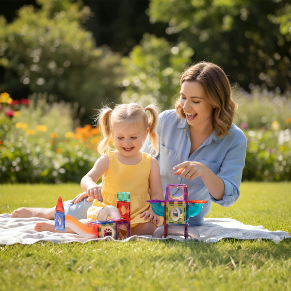 Juego de Construcción Bloques Magnéticos Infantil 56 Piezas Diseño De Colores
