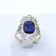 Anillo En Oro 18K, Brillantes Y Zafiro Sintético Anillo En Oro 18K, Brillantes Y Zafiro Sintético