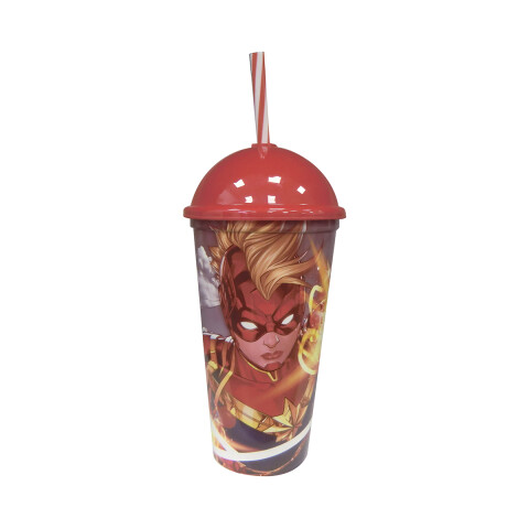 Vaso Plástico Milkshake con Pajita 500 ml Capitán América y Capitana Marvel U