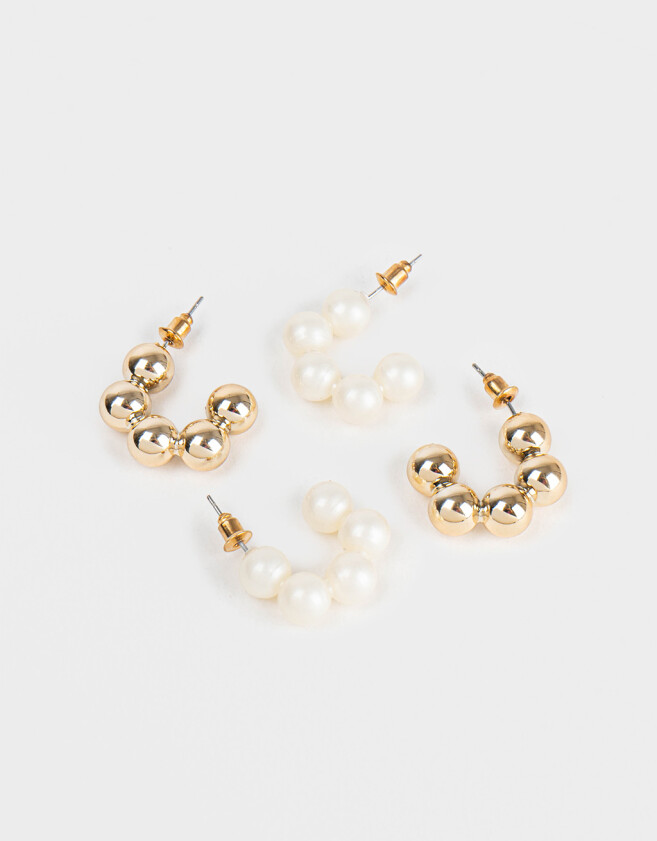 Aros Argollas Set Beach Set De Argollas Chunky - Dorado
