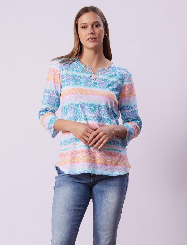 Blusa Algodon Tachas MULTI/VERDE