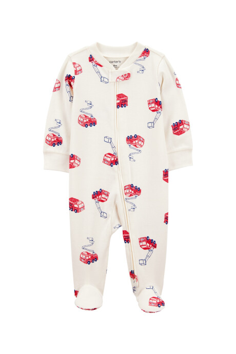 Pijama una pieza de algodón, con pie, diseño bomberos Sin color