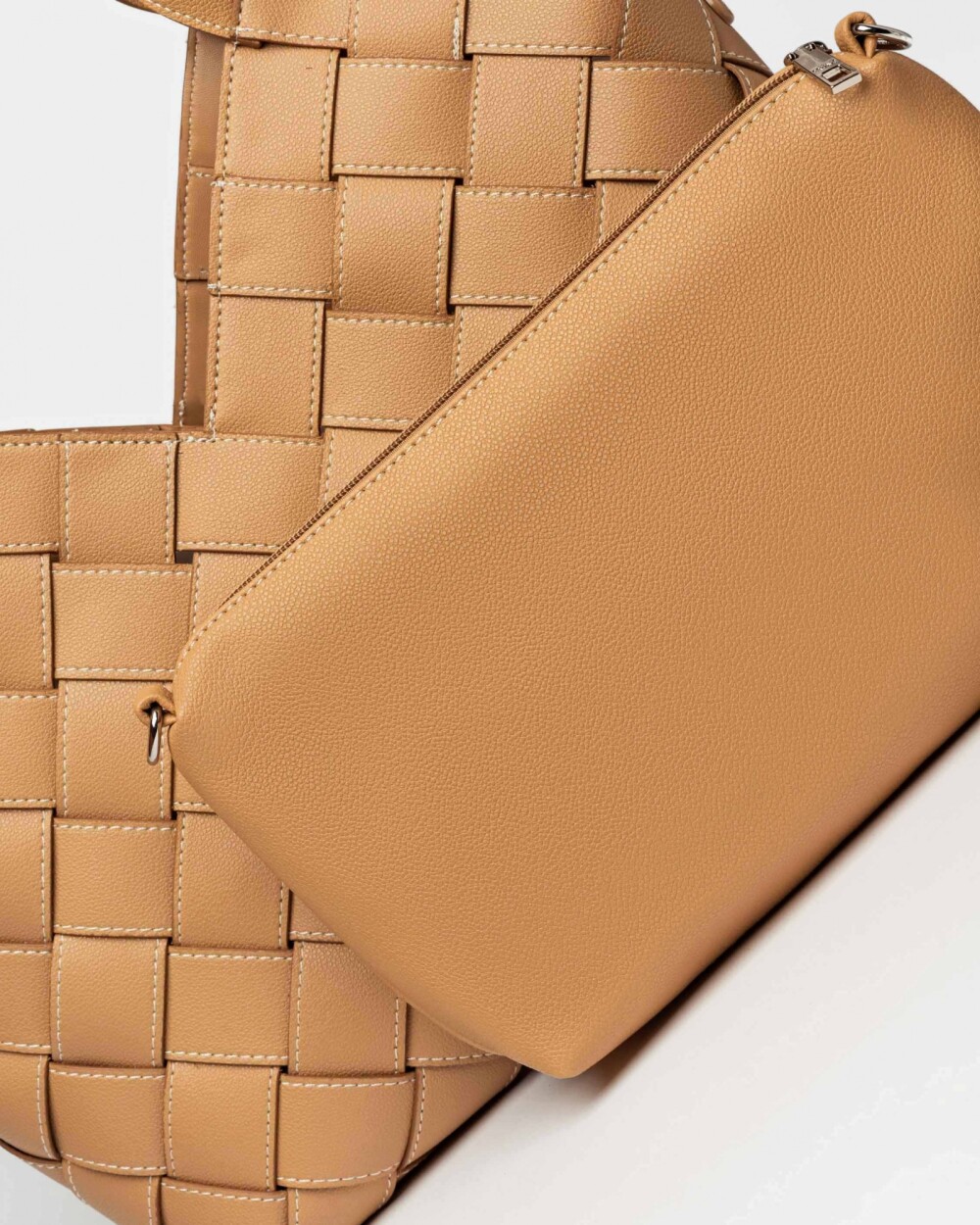 Shopper Rivera en efecto cuero graneado Camel
