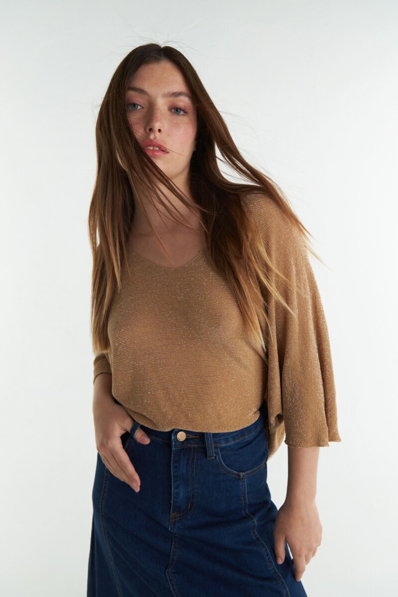 Sweater Julieta Camel Lurex