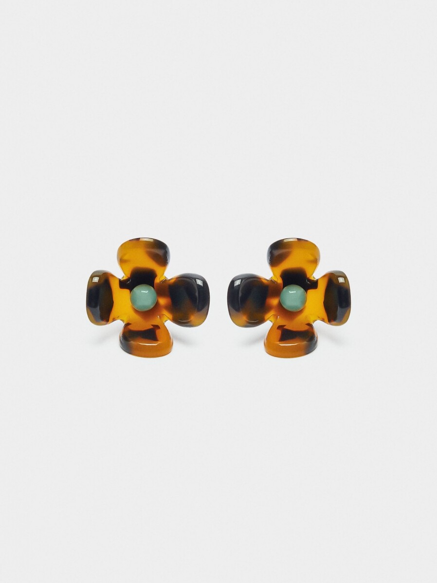 Pendientes De Flor Efecto Carey - multicolor 