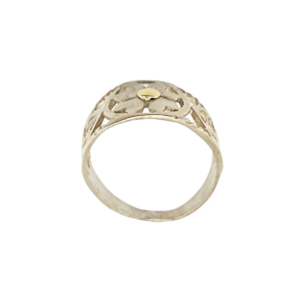 Anillo Flor-Plata y Oro-Sin Piedra-AN5122 sinpiedra