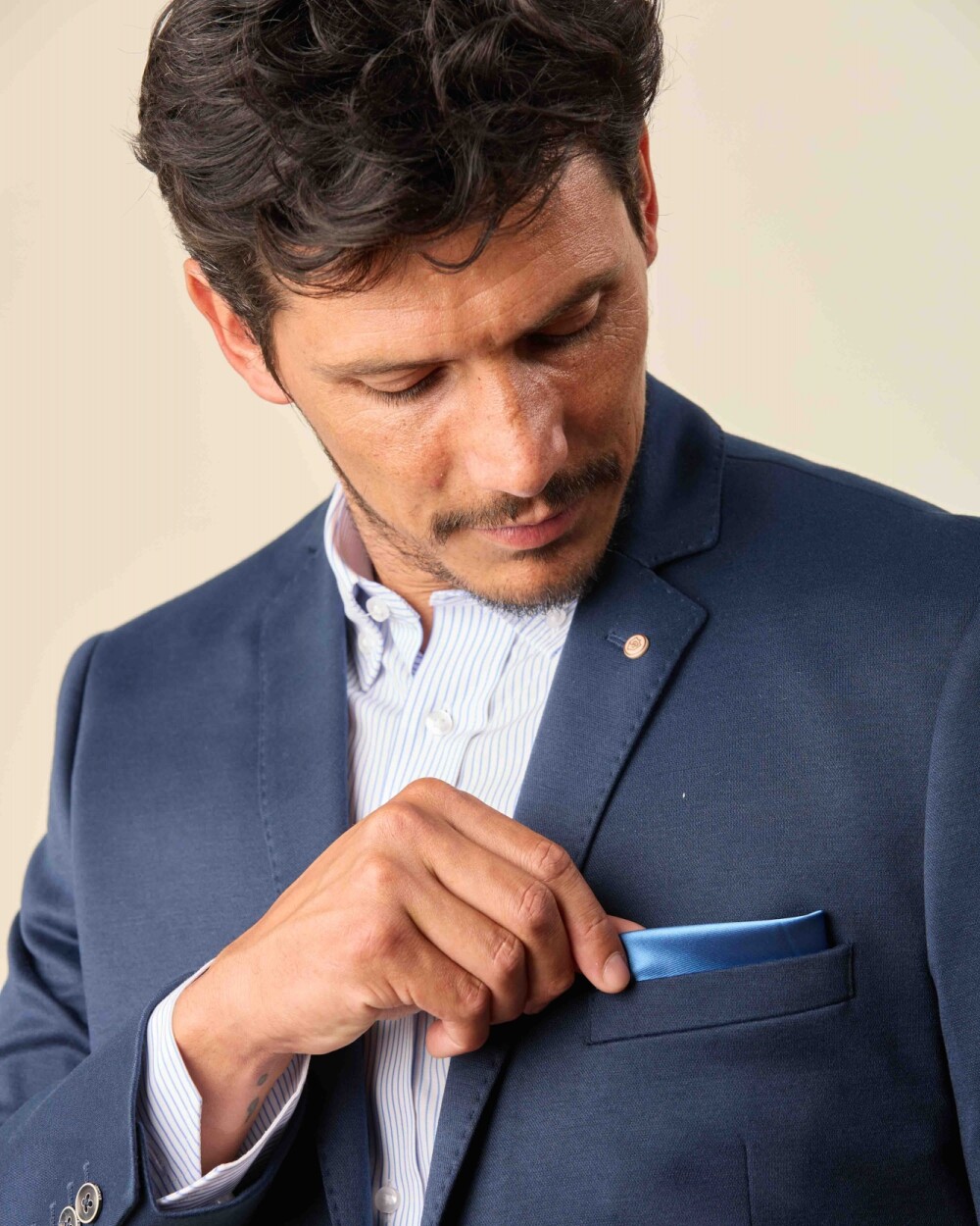 Pañuelo Bolsillo Azul Satinado