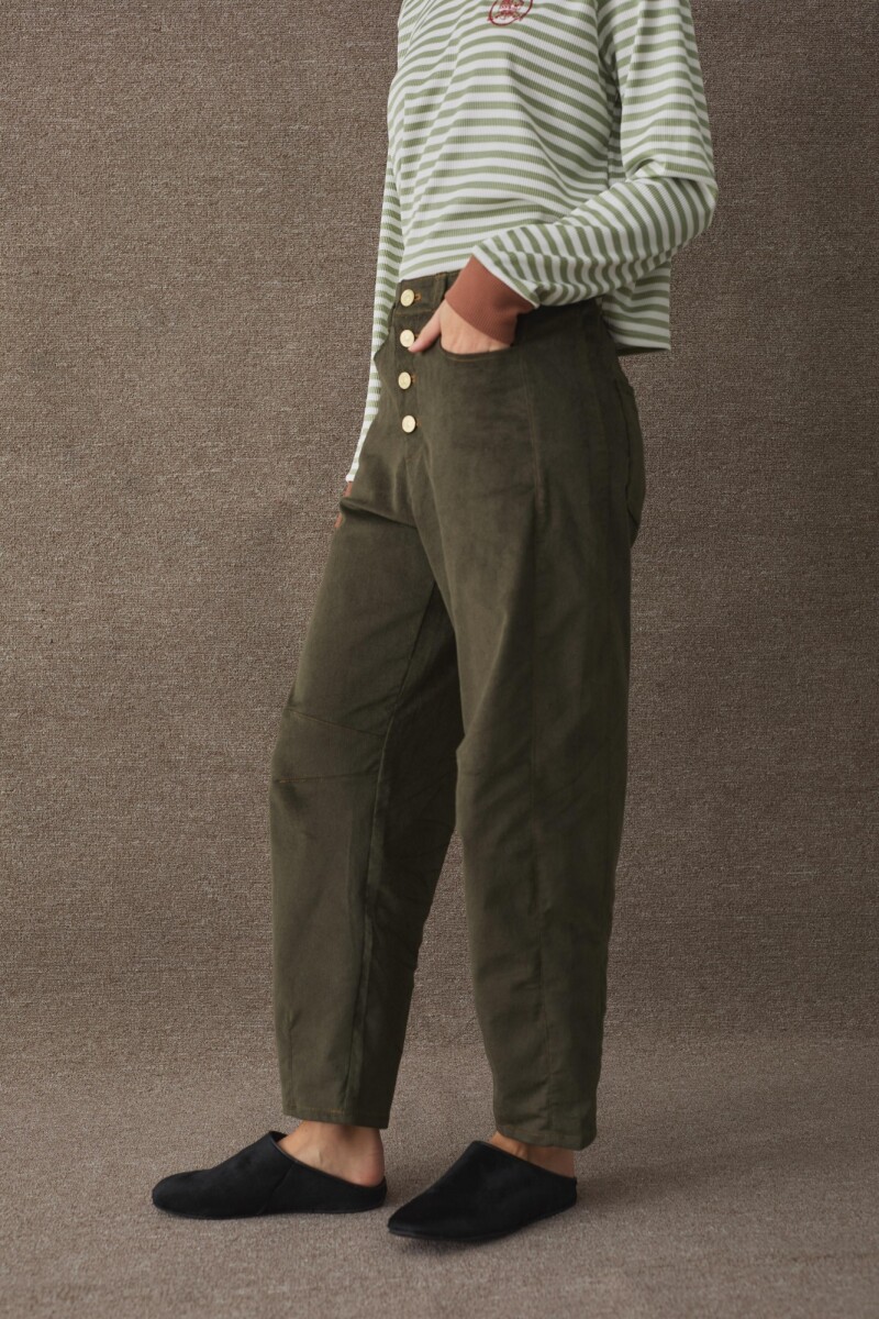 PANTALON BARREL CORDEROY Verde