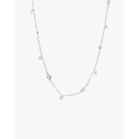 Collar Corto De Corazones Con Cubic Zirconia Plateado