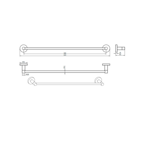 Toallero Barral Simple 60Cm Cromado 000