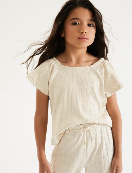 BLUSA DE LINO ACANALADA BEIGE