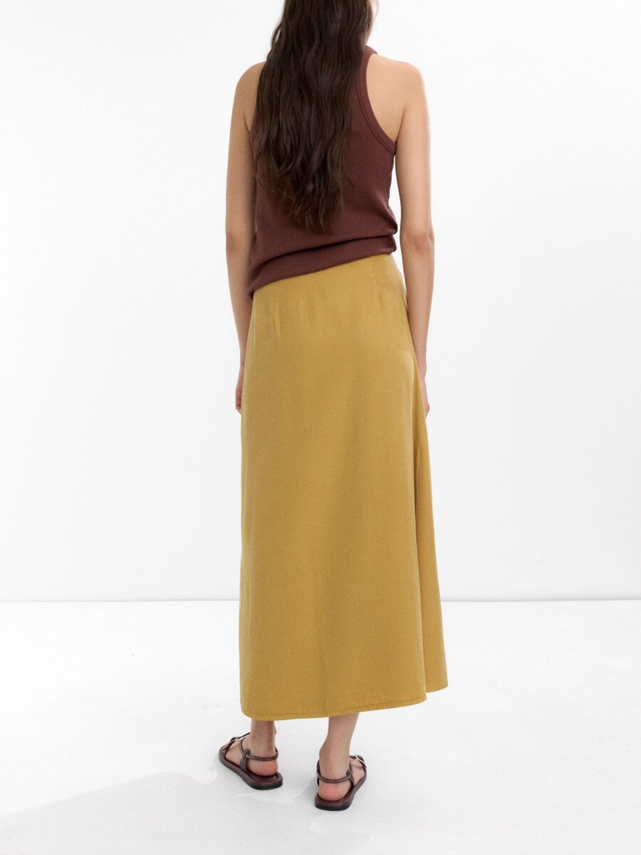 Falda Midi Con Cruce 100% Lyocell mostaza