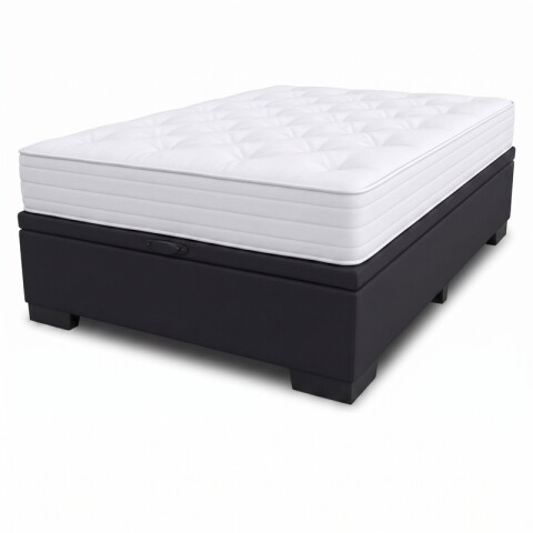 Base Box Baul para Sommier Colchon - Estructura Madera Maciza - Negro 110 x 188 x 35 cm