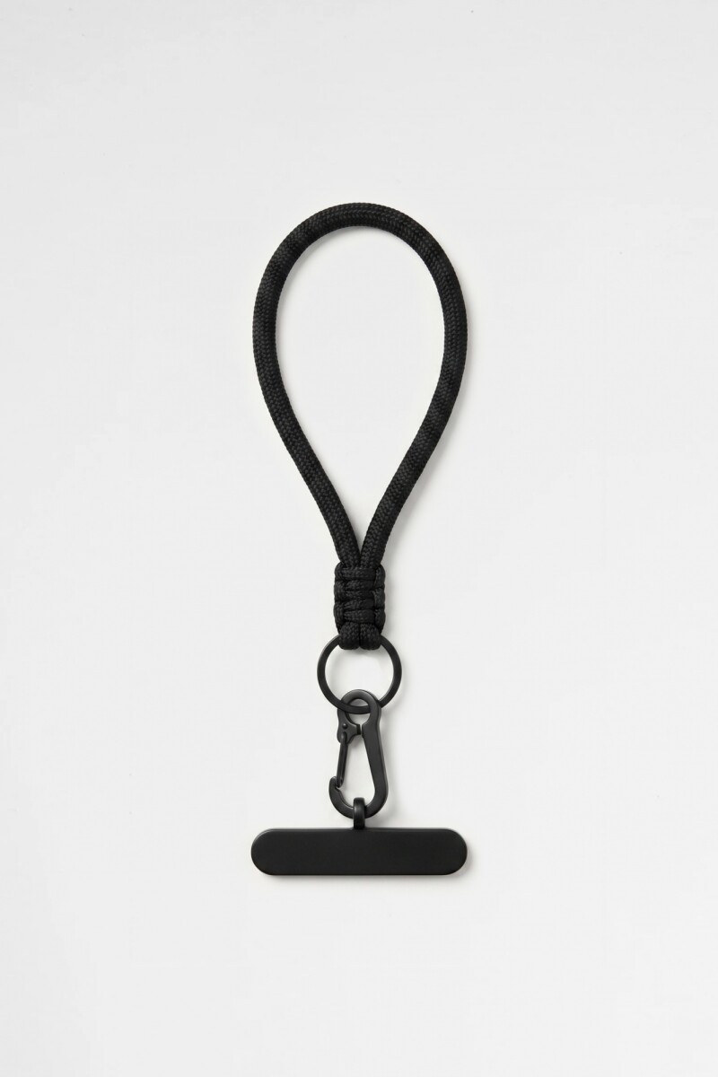 Cordón para celular con gancho metálico negro