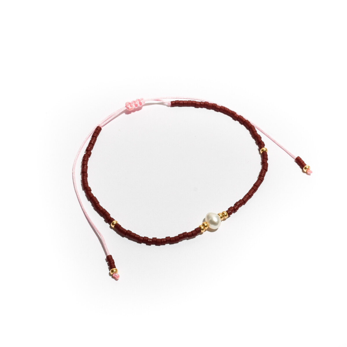Pulsera bordeaux con perla 