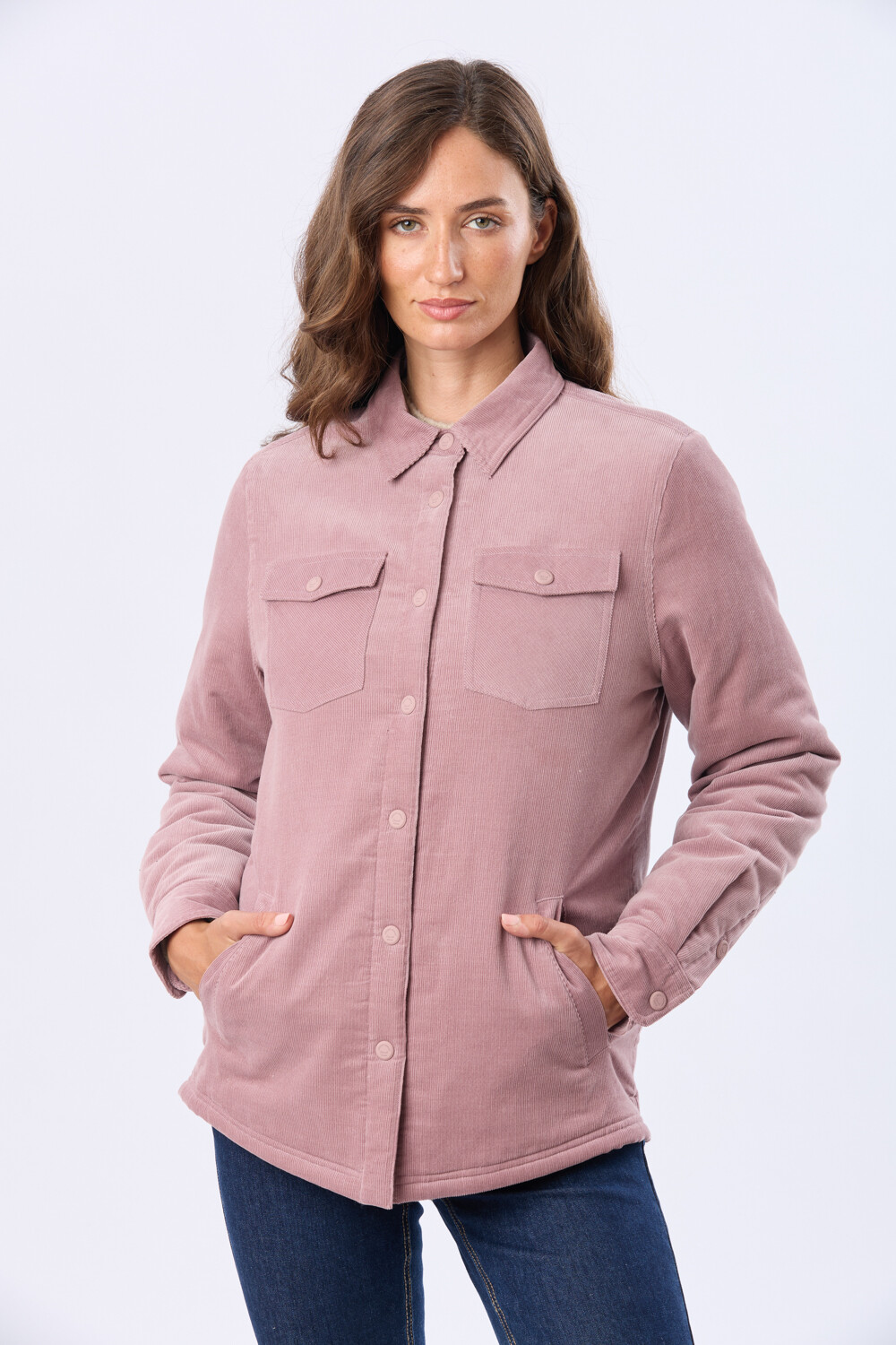 CAMPERA DE PANA Y CORDERITO Rosado