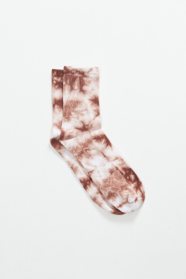 Media caña estampado tie dye Marron Y Crudo