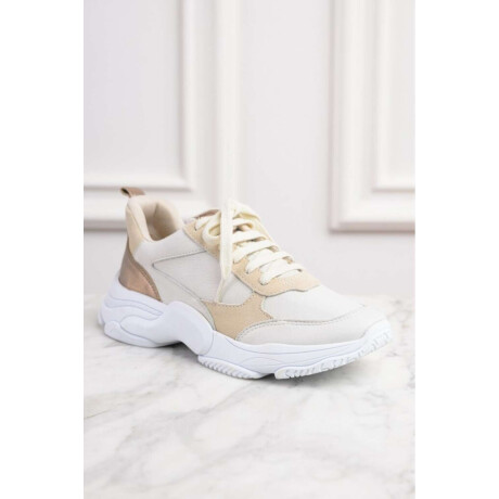 Zapatilla Combinada Cuero Nacar