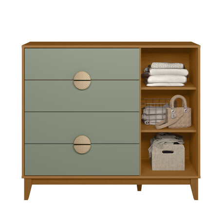Cómoda cajonera 4 cajones 1 puerta CINAMOMO- VERDE