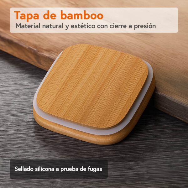 Set x7 Tarros Herméticos IMBACK IBK-HMJ049-MAD | Tapa de Bambú Natural, Cierre de Silicona y Diseño Apilable BPA Free Set x7 Tarros Herméticos IMBACK IBK-HMJ049-MAD | Tapa de Bambú Natural, Cierre de Silicona y Diseño Apilable BPA Free