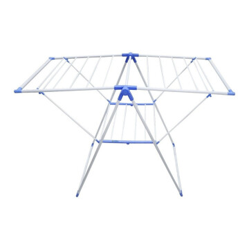Tendedero Para Ropa De Pie Plegable Tender Acero Inoxidable Variante Color Azul y Blanco
