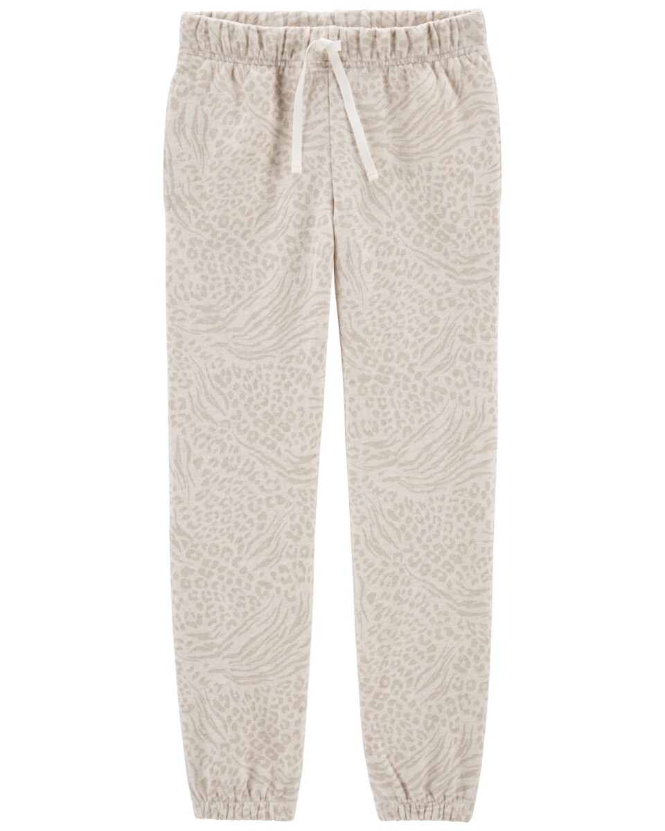 Pantalón de algodón con felpa diseño leopardo 