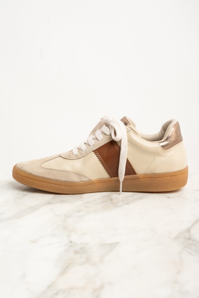 Zapatilla Combinada Cuero Nácar