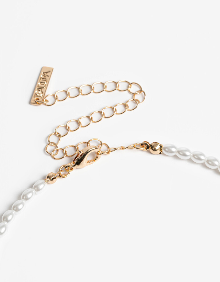 Collares Cortos Perla Collar Corto Perlas Y Pimientos - Blanco Crudo