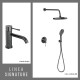 Juego De Griferia Incluye Lavatorio Bajo Y Ducha Embutida GRIS-BRUSHED NICKEL