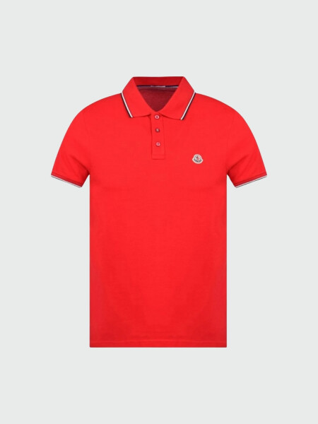 Moncler -Remera polo de algodón manga corta Rojo