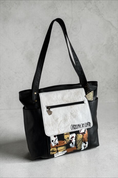 Cartera NIKKI Negra Combinada Con Arte Cartera NIKKI Negra Combinada Con Arte