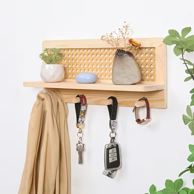 Perchero con estante de madera Perchero con estante de madera