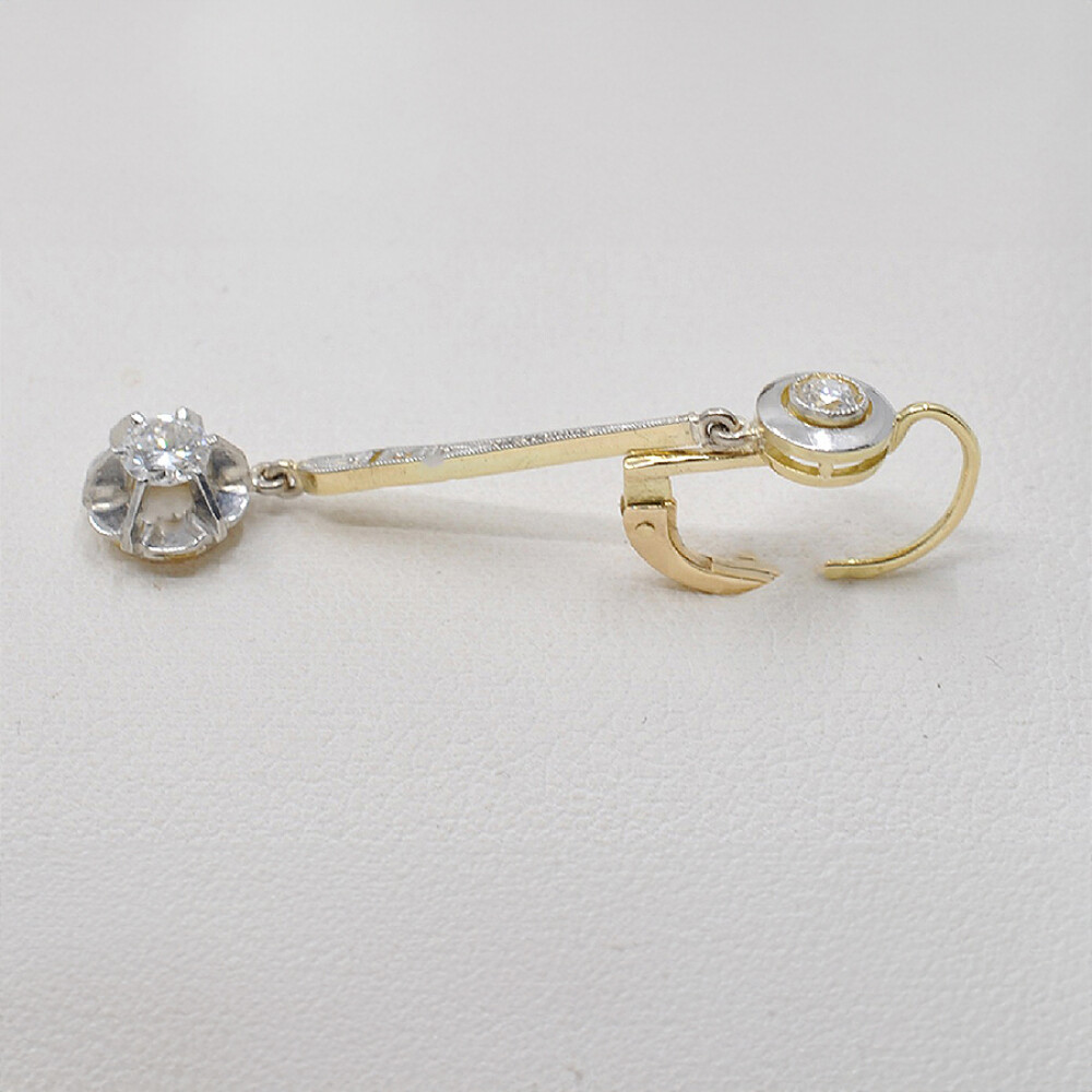 Caravanas Antiguas En Oro 18K Y Brillantes Caravanas Antiguas En Oro 18K Y Brillantes