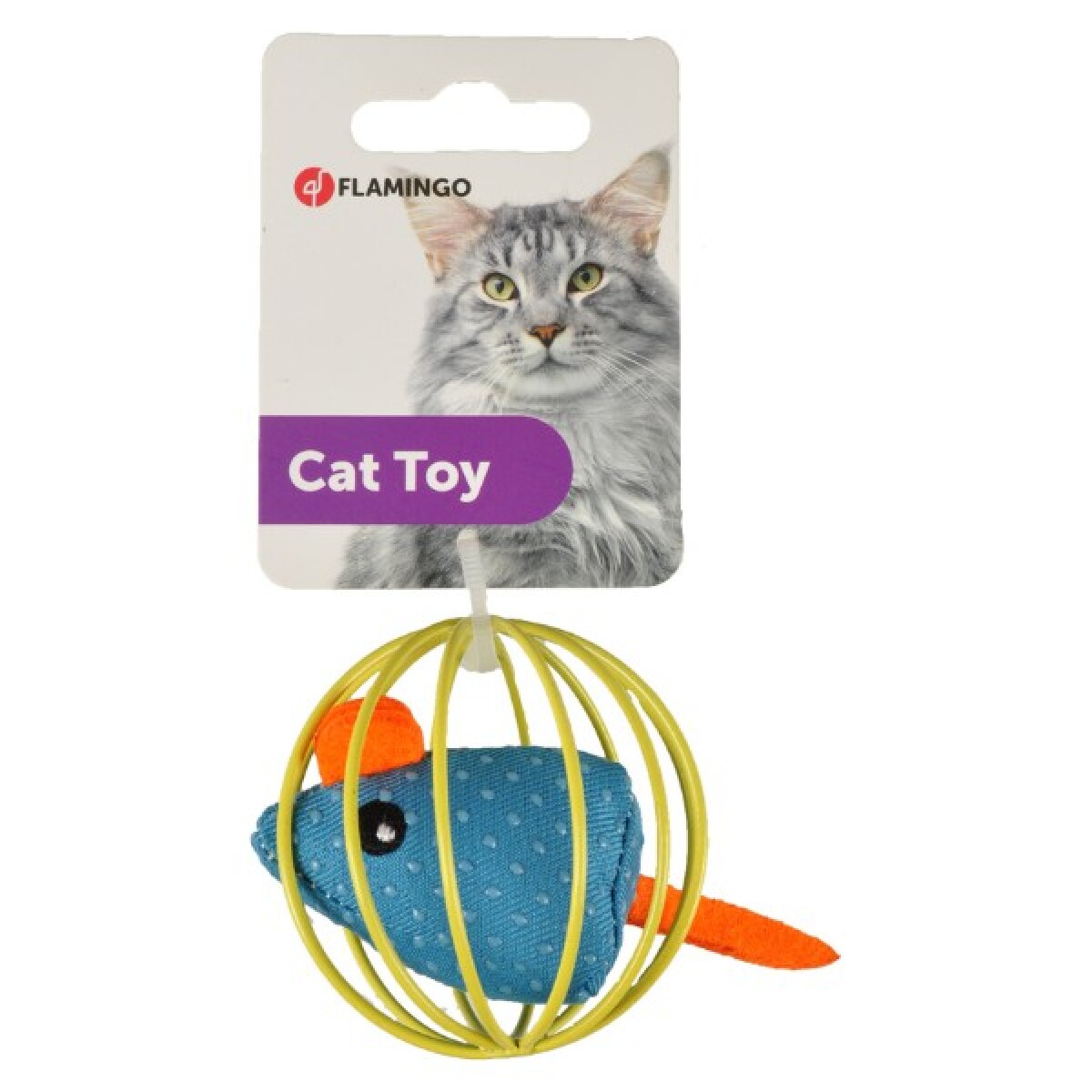 JUGUETE PARA GATOS FLAMINGO RATÓN EN PELOTA 6CM 