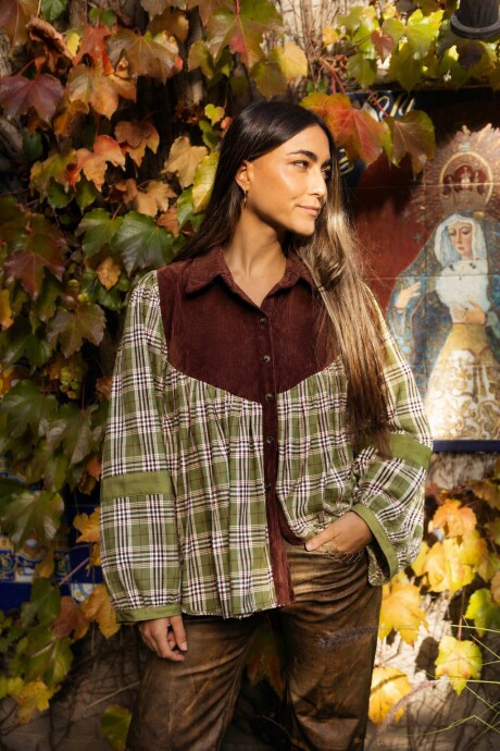 Prince Corduroy Shirt Chocolate / Verde Musgo