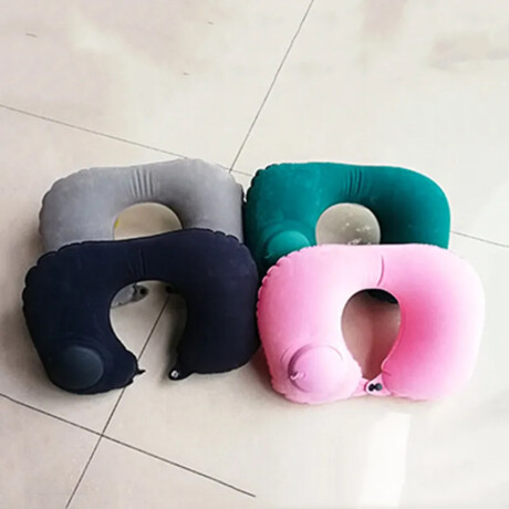 Almohada de viaje inflable con bomba de aire Azul