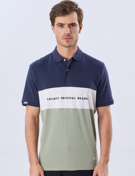 REMERA POLO RAYADA JERSEY Azul