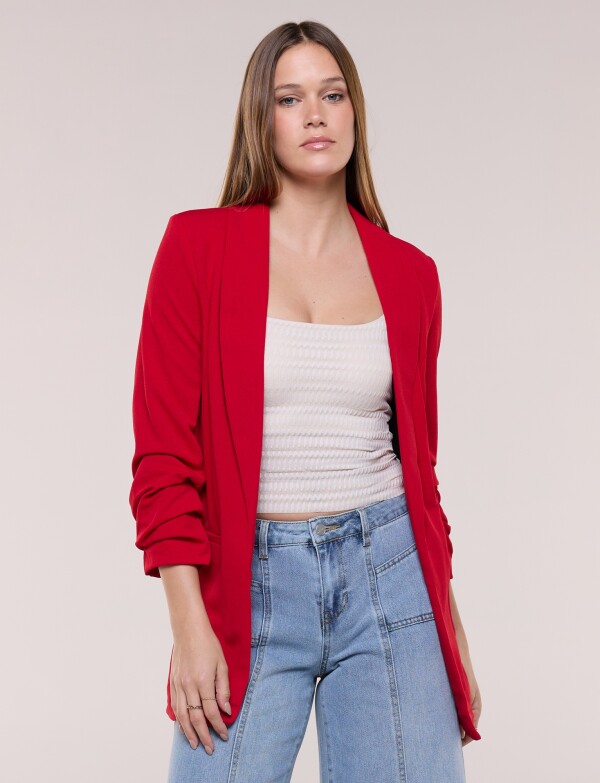 Blazer Crepe Manga Fruncida ROJO