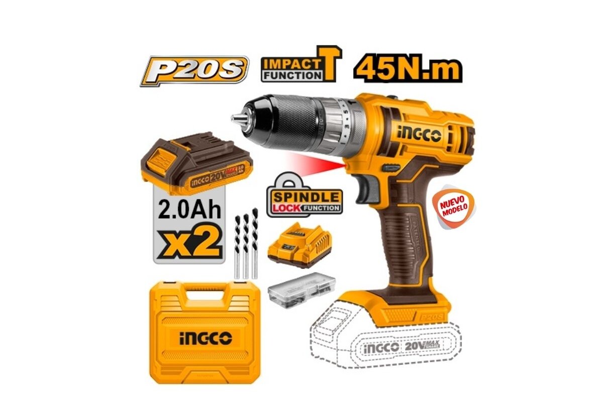 ATORNILLADOR 20VOLT C PERCUTOR MANDRIL METAL Y VALIJA ATORNILLADOR 20VOLT C PERCUTOR MANDRIL METAL Y VALIJA