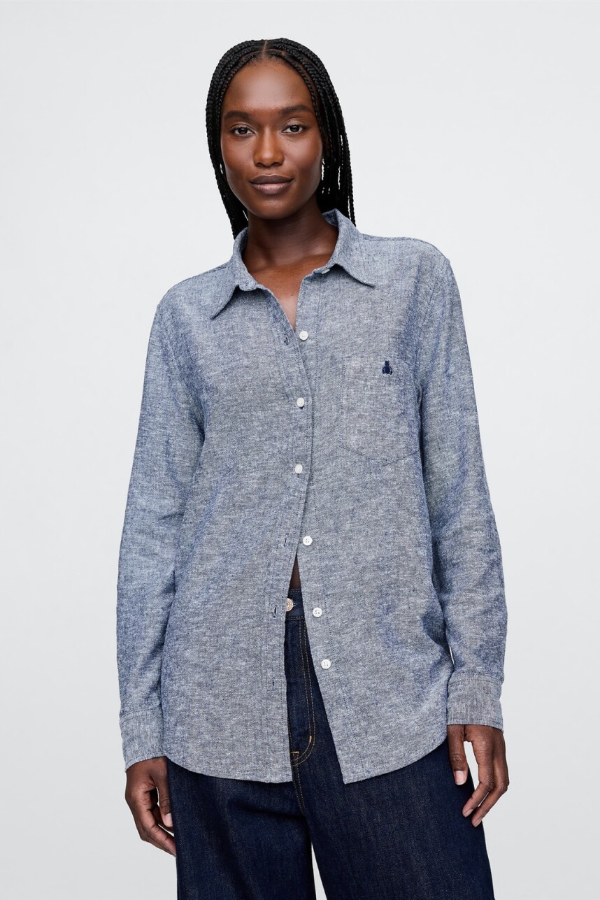 Camisa De Lino Brannan Mujer Blue Chambray