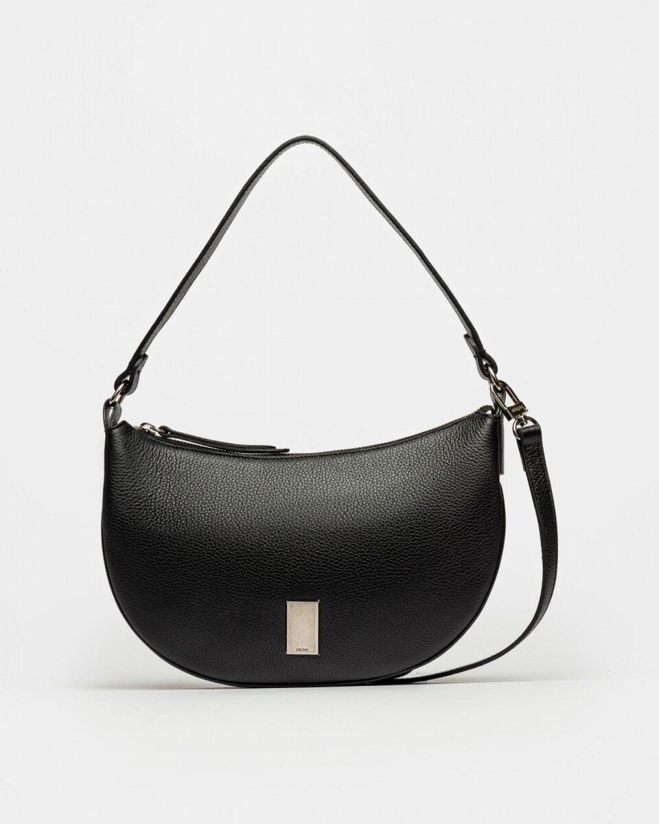 Cartera al Hombro Lua En Cuero Graneado - Negro 