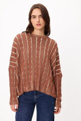 Sweater Oceano Crop Marron/Amarillo