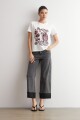 Remera estampa Damasco floral blanco