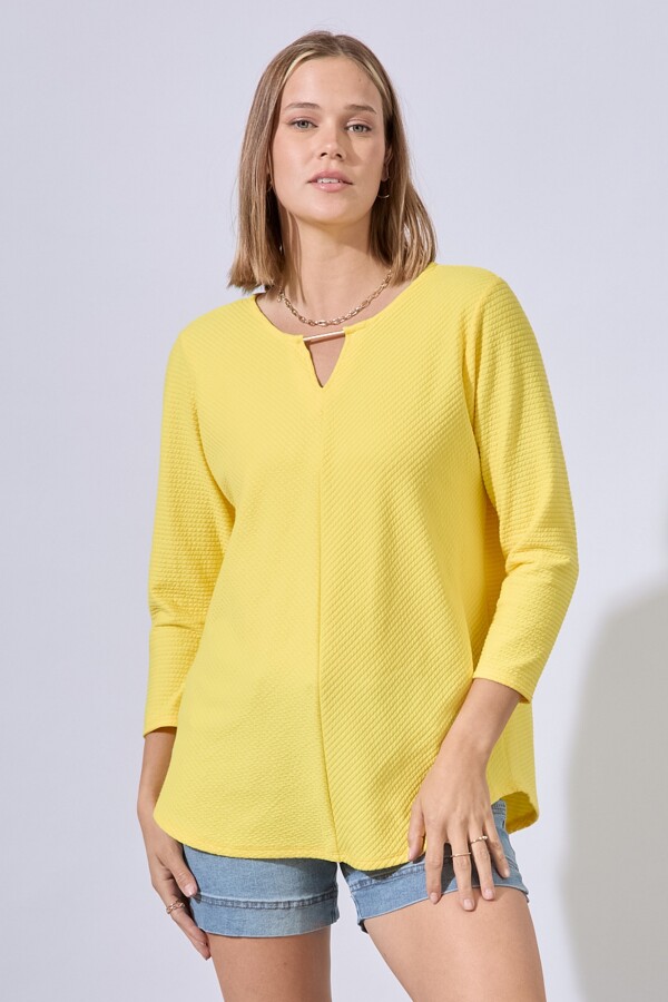 Blusa Ribs Escote Metal AMARILLO