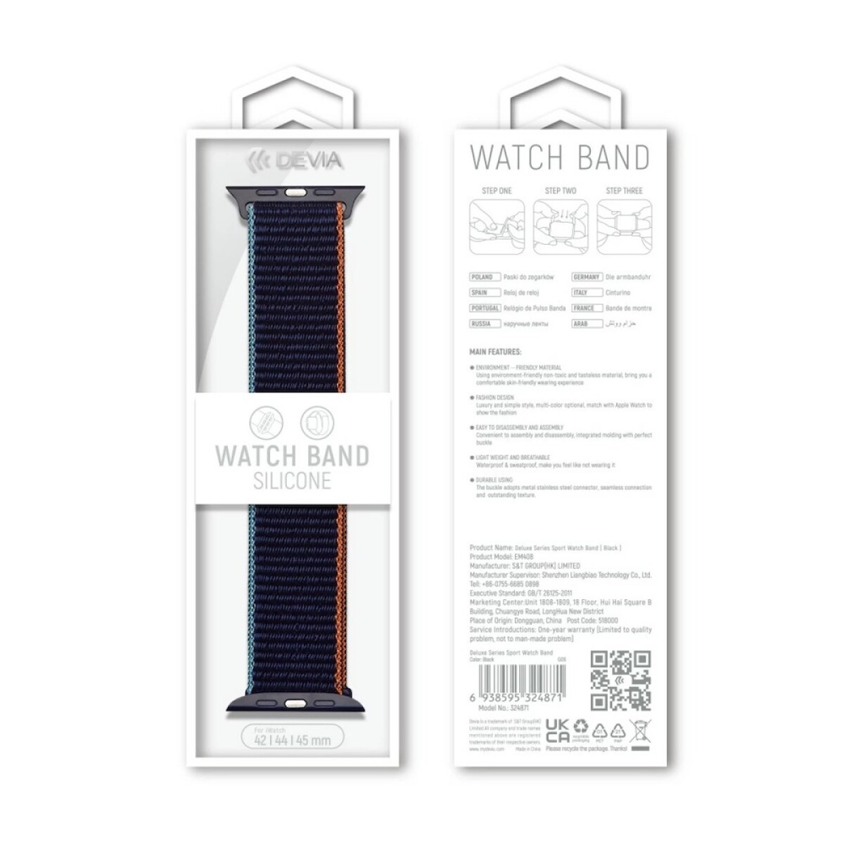 Malla de Silicona para Apple Watch 38/40/41mm Sport Air Band Black 