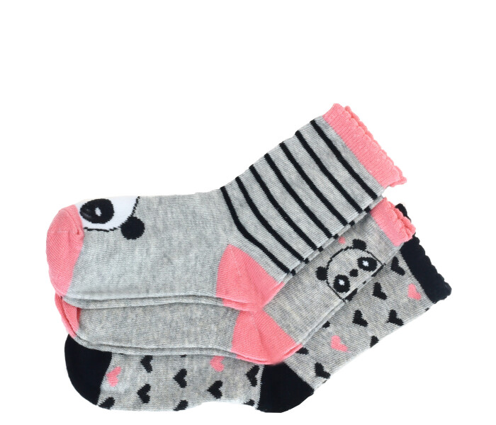 Medias de Niña MINI Miss Carol Media PANDA pack x3 Gris - Rosado - Negro