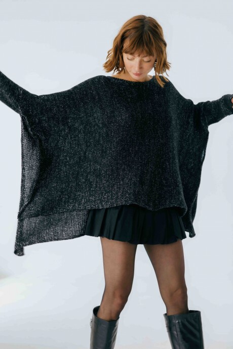 Poncho Misuna Negro Lurex